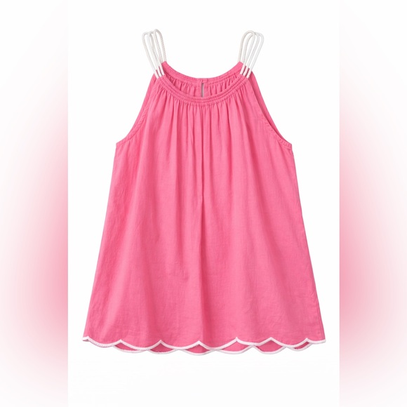 Madison Mathews Pink Scallop Hem Tank Top Size Small - Picture 2 of 4